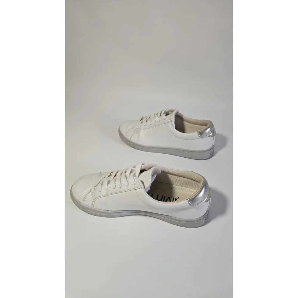 Calvin Klein Women's White Lace-Up Sneakers 10.5 Inches Long (no Size Marked)